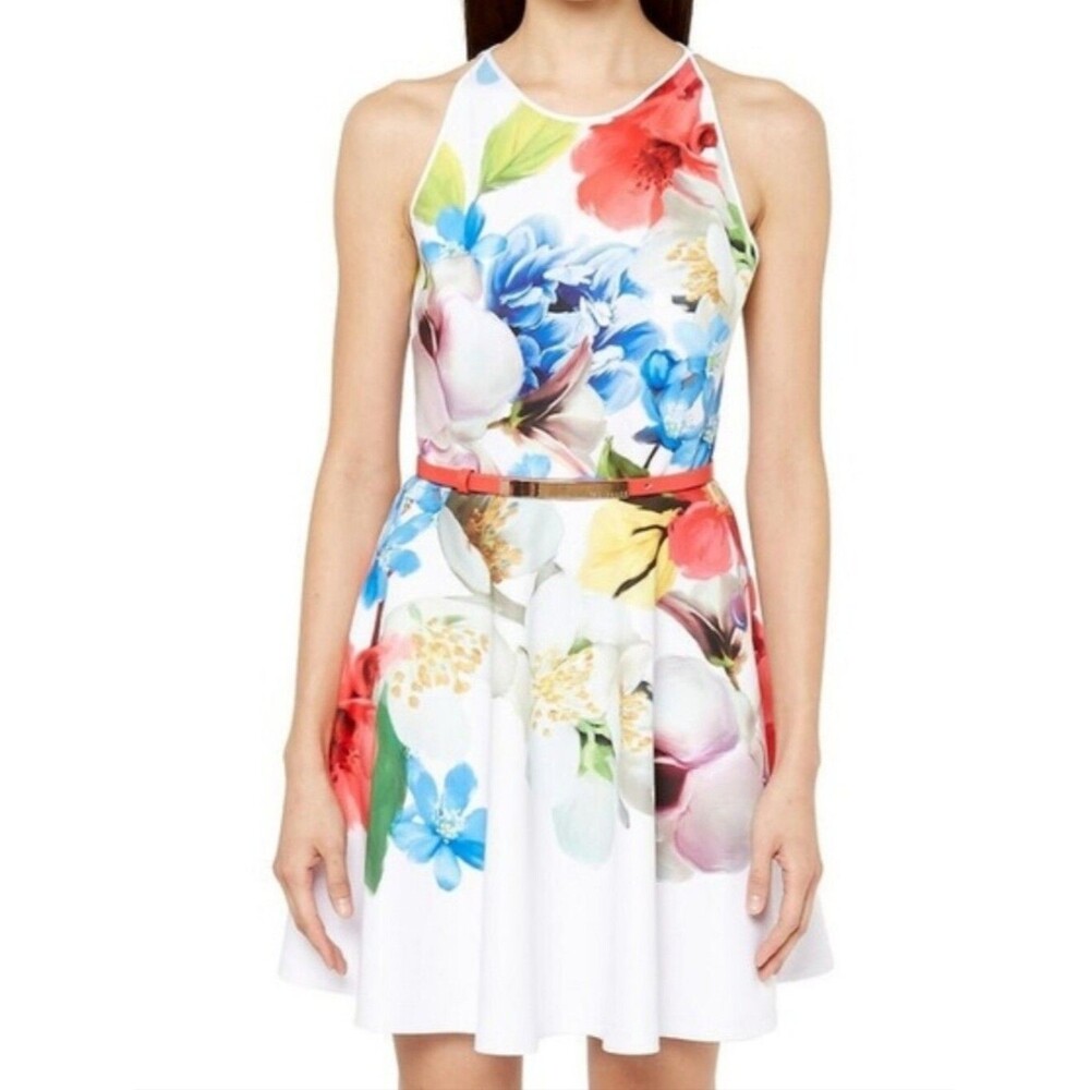 ted baker london "forget me not" floral skater dress size 8